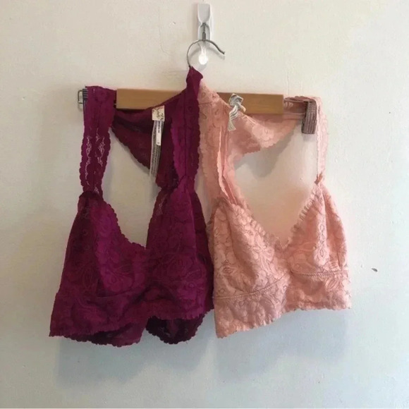 Intimately Free People Galloon Lace Racerback Bra Bundle of‎ 2 Bralettes Size S - Picture 1 of 11